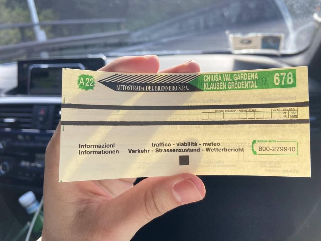 Bilhete de pedagio da italia